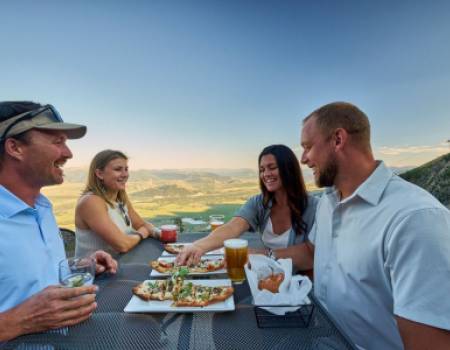 Friends eating on The Deck 