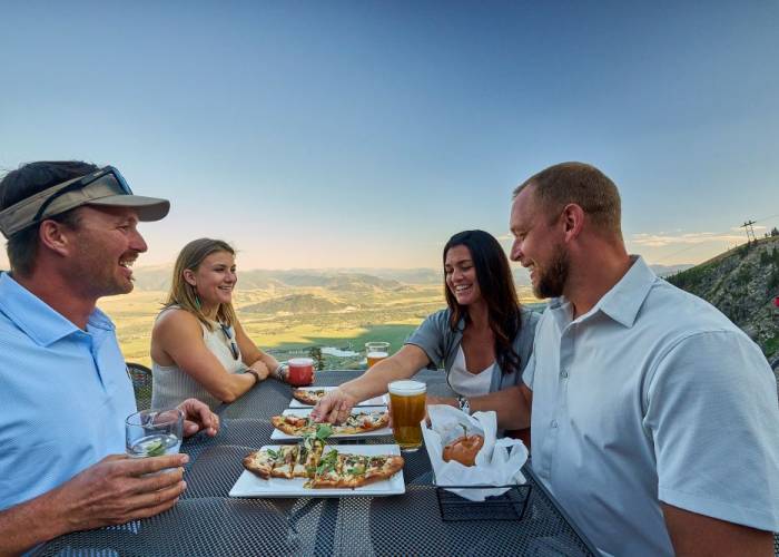 Friends eating on The Deck 